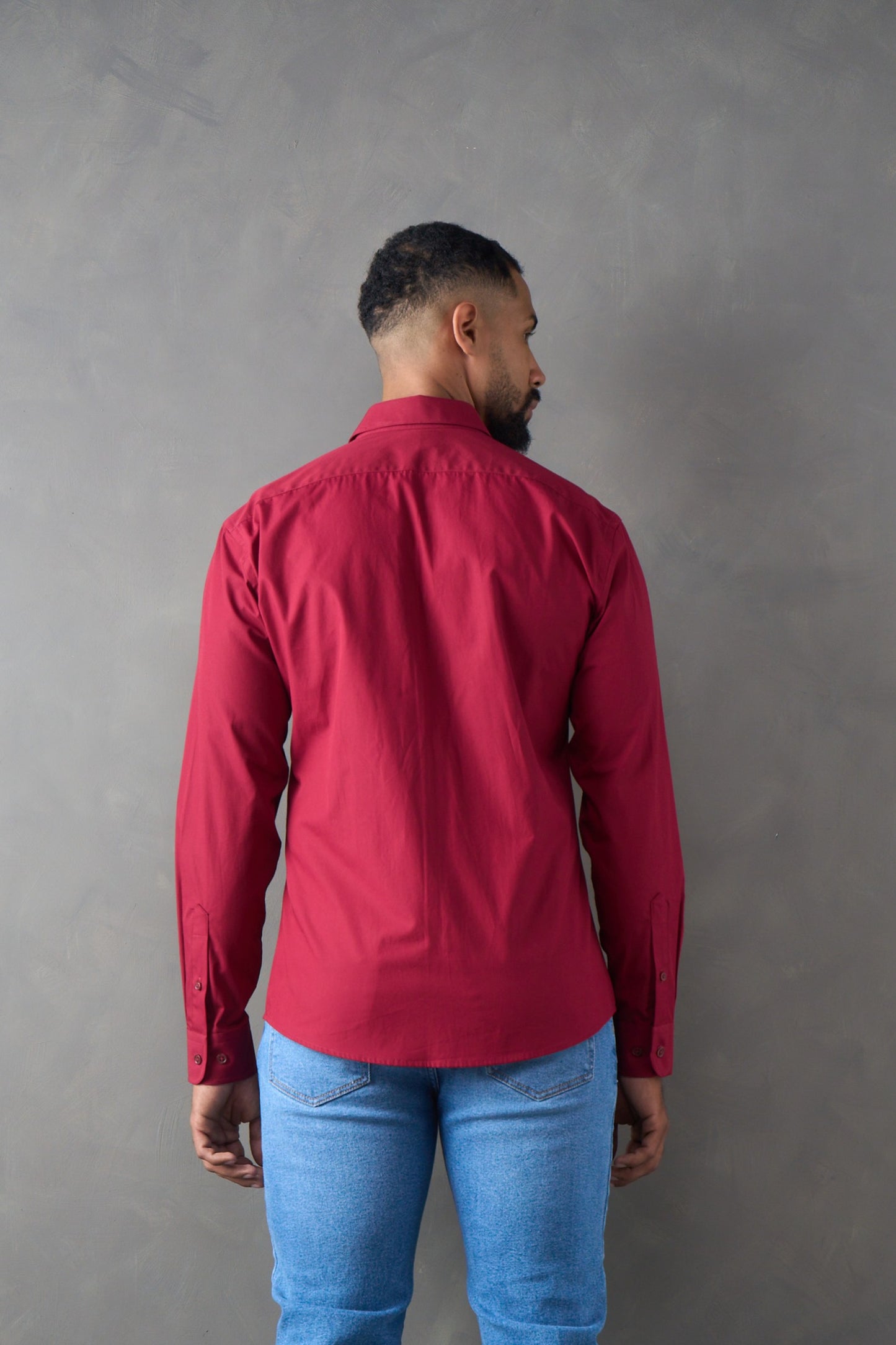 Camisa manga larga vinotinto