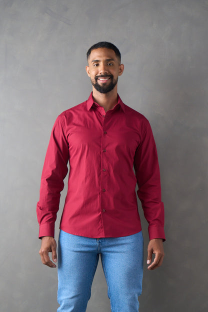 Camisa manga larga vinotinto
