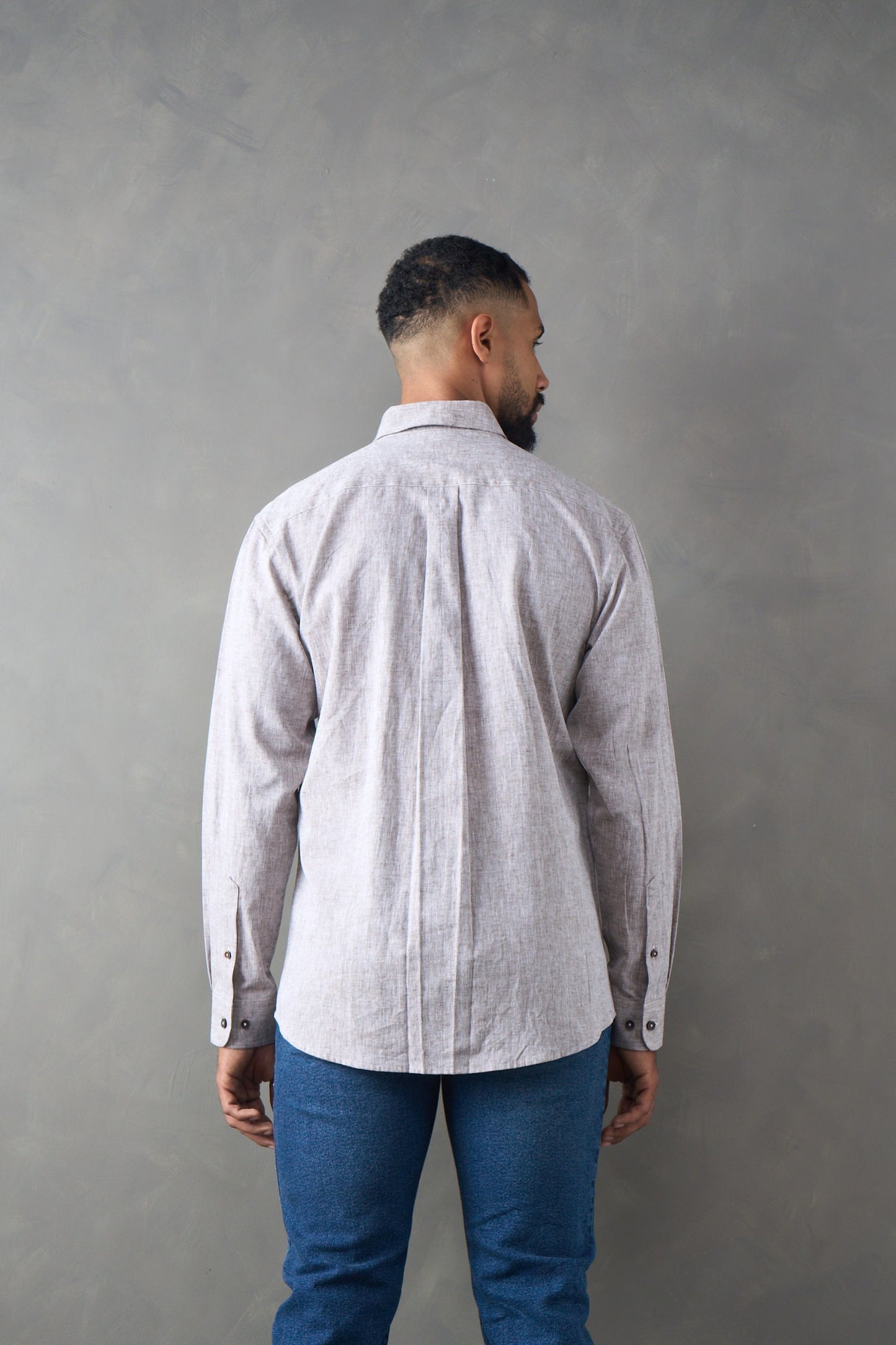 Camisa manga larga regular fit café