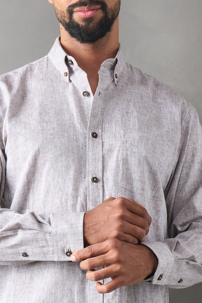 Camisa manga larga regular fit café