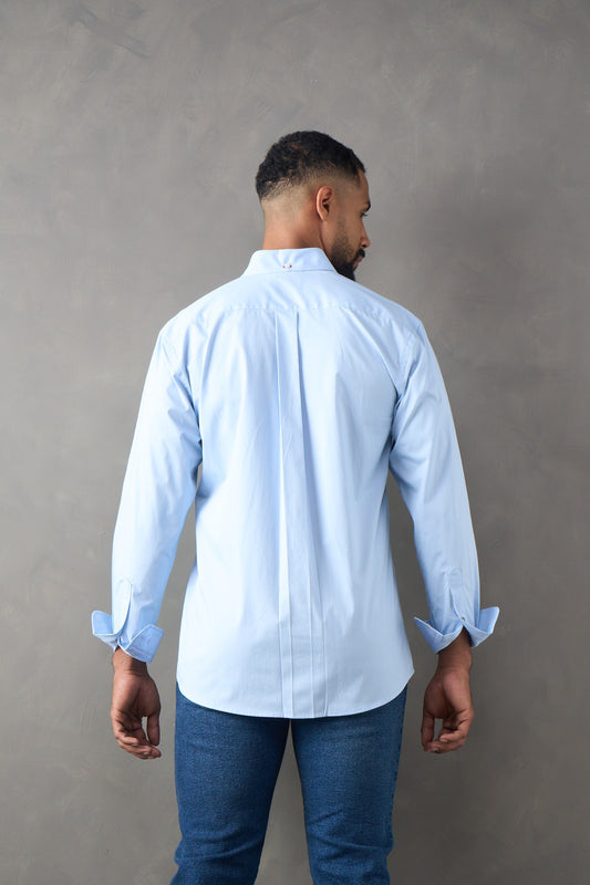 Camisa manga larga regular fit azul medio