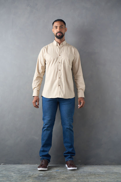 Camisa manga larga regular fit caqui