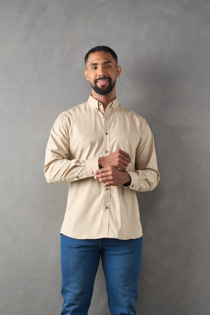 Camisa manga larga regular fit caqui