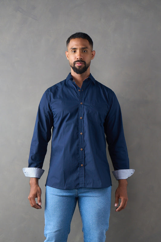 Camisa manga larga regular fit navy