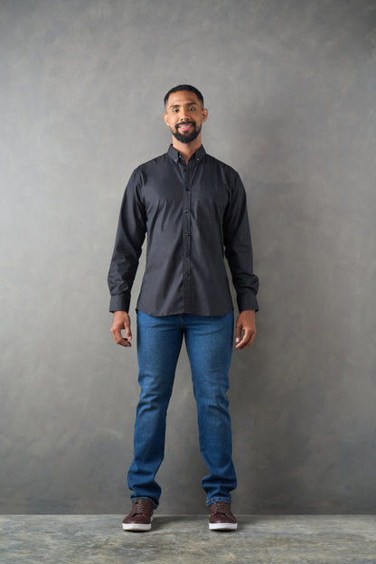 Camisa manga larga regular fit negro