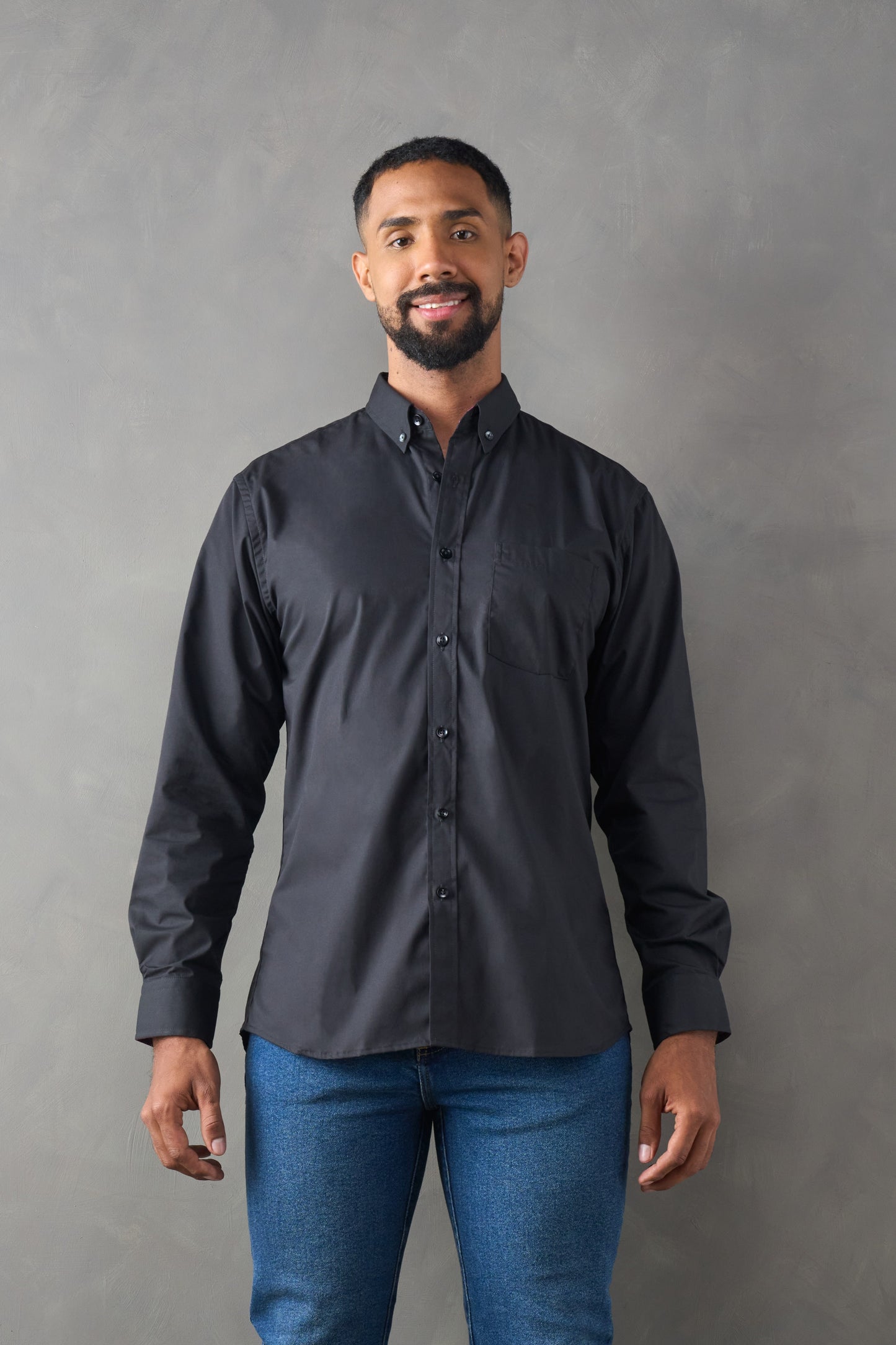Camisa manga larga regular fit negro