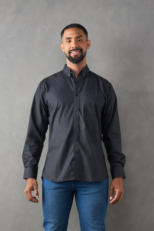 Camisa manga larga regular fit negro