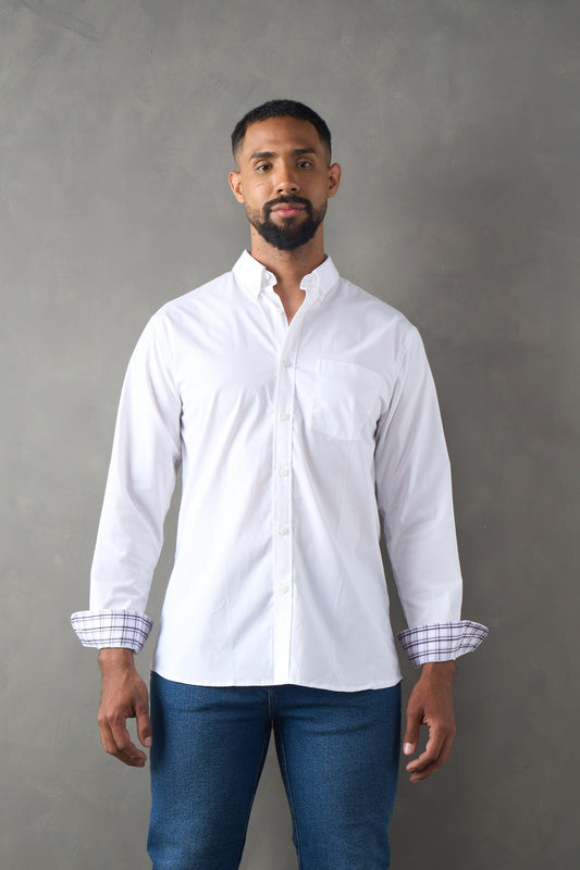 Camisa manga larga regular fit blanco