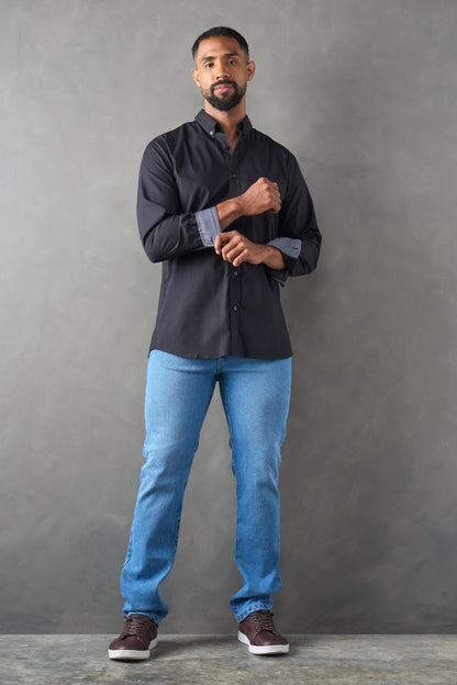 Camisa manga larga regular fit negro
