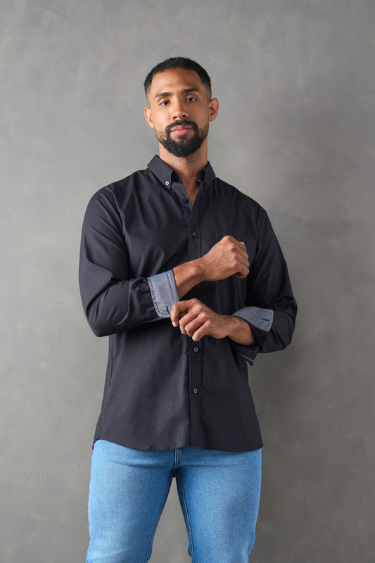 Camisa manga larga regular fit negro