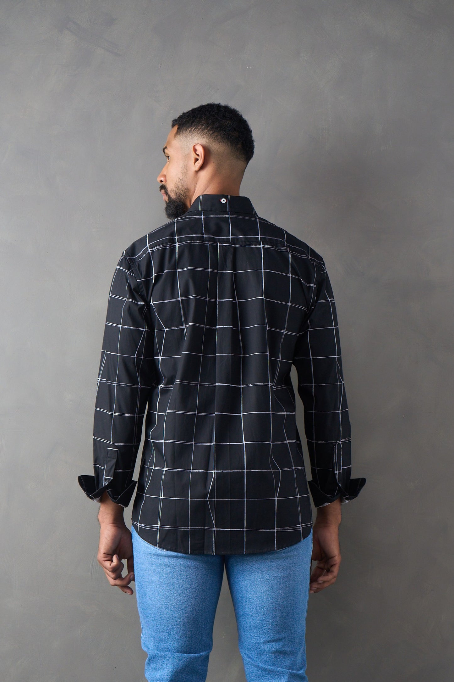 Camisa a cuadros regular fit negro