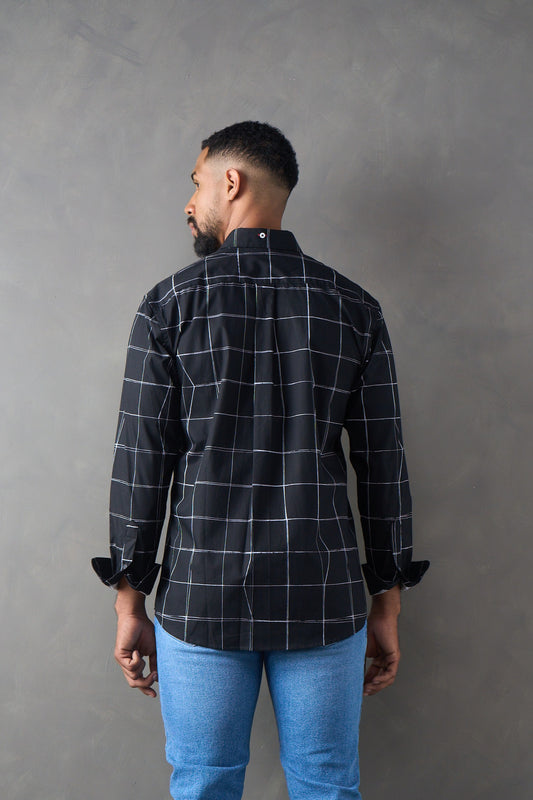 Camisa a cuadros regular fit negro