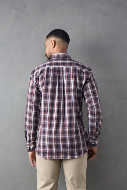 Camisa a cuadros regular fit rojo