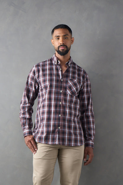 Camisa a cuadros regular fit rojo