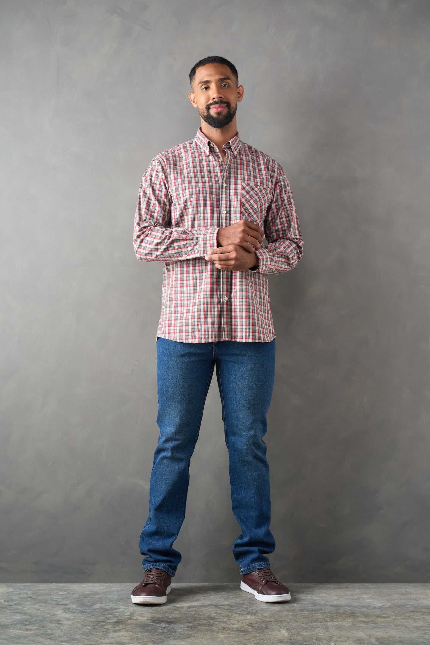 Camisa manga larga regular fit rojo
