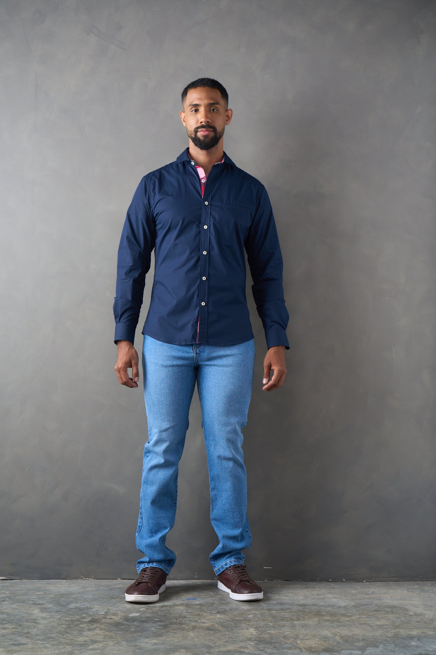 Camisa manga larga slim fit navy