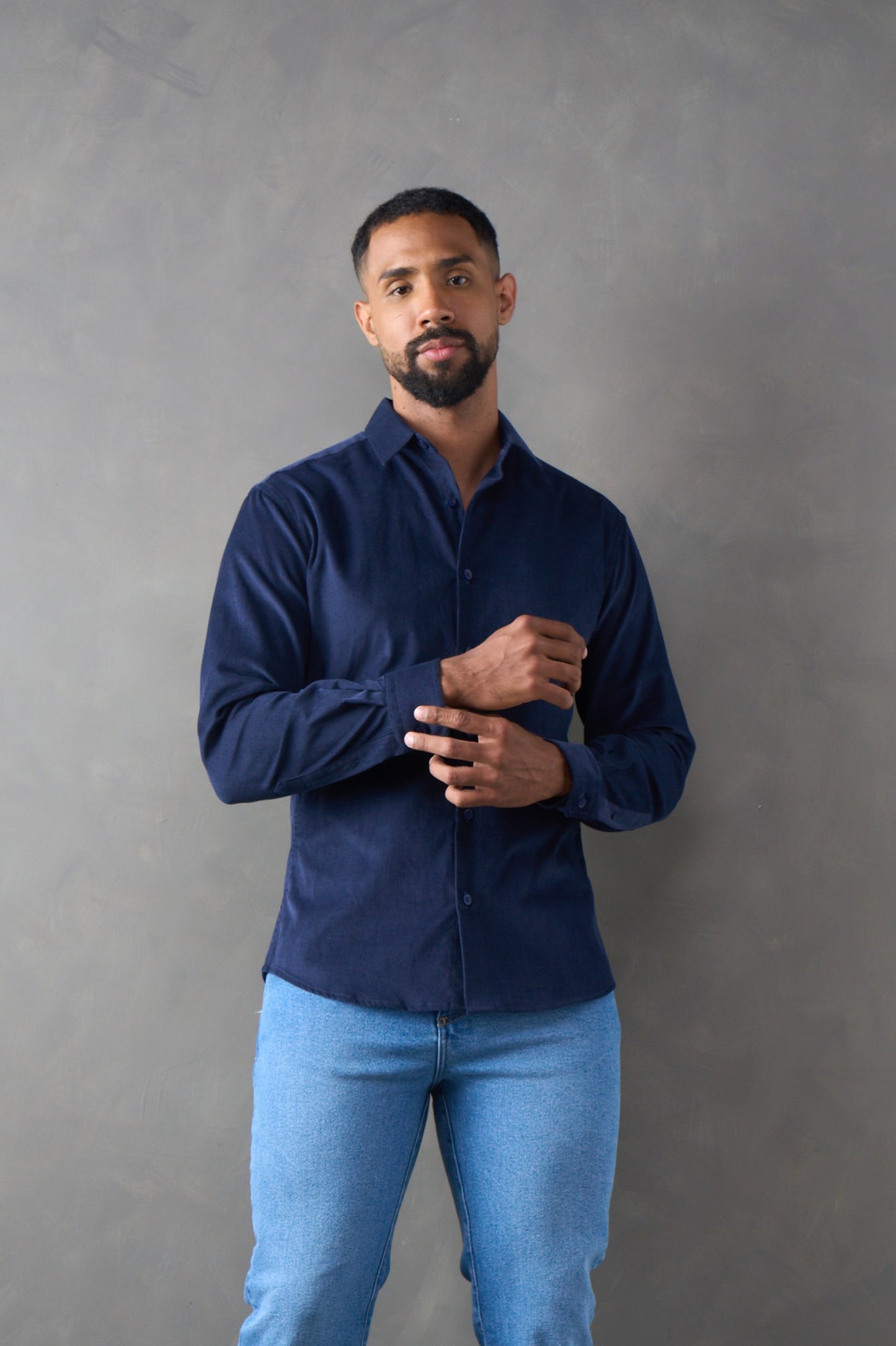 Camisa manga larga corduroy navy