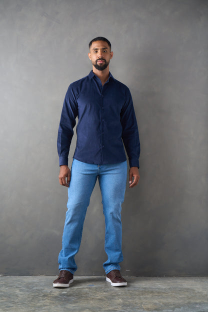 Camisa manga larga corduroy navy