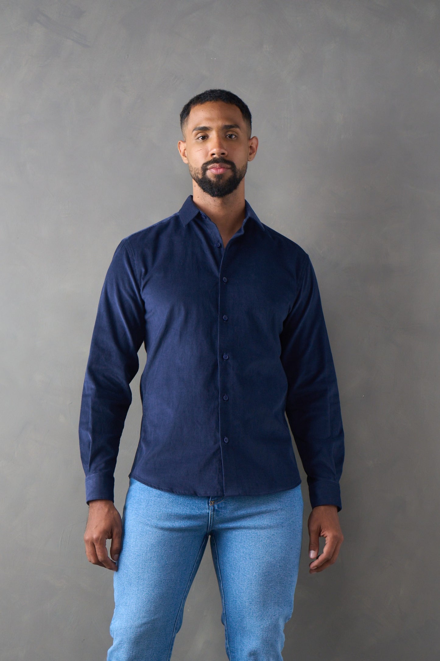 Camisa manga larga corduroy navy