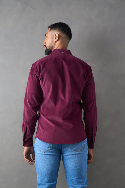 Camisa manga larga corduroy vinotinto
