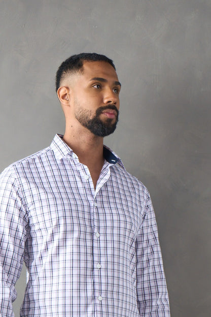 Camisa slim fit rosado a cuadros