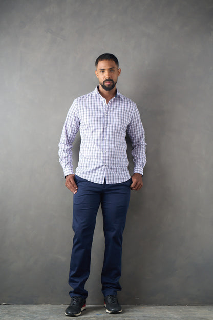 Camisa slim fit rosado a cuadros