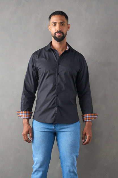 Camisa slim fit negro