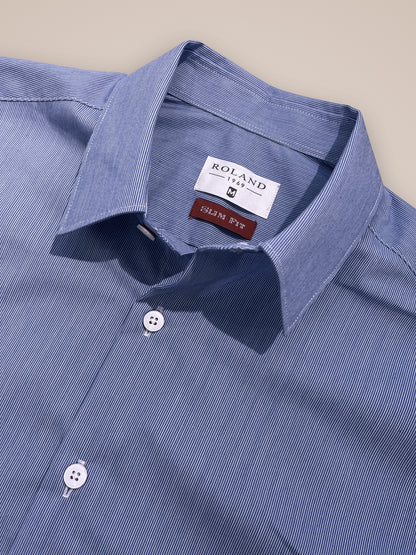 Camisa slim fit mil rayas azul oscuro