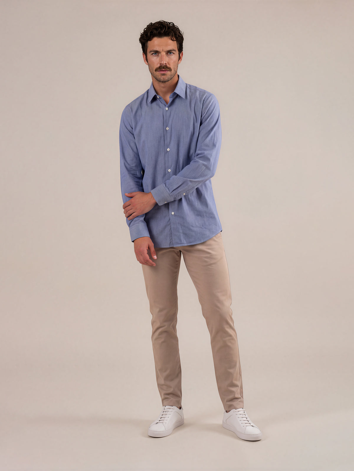 Camisa slim fit mil rayas azul oscuro