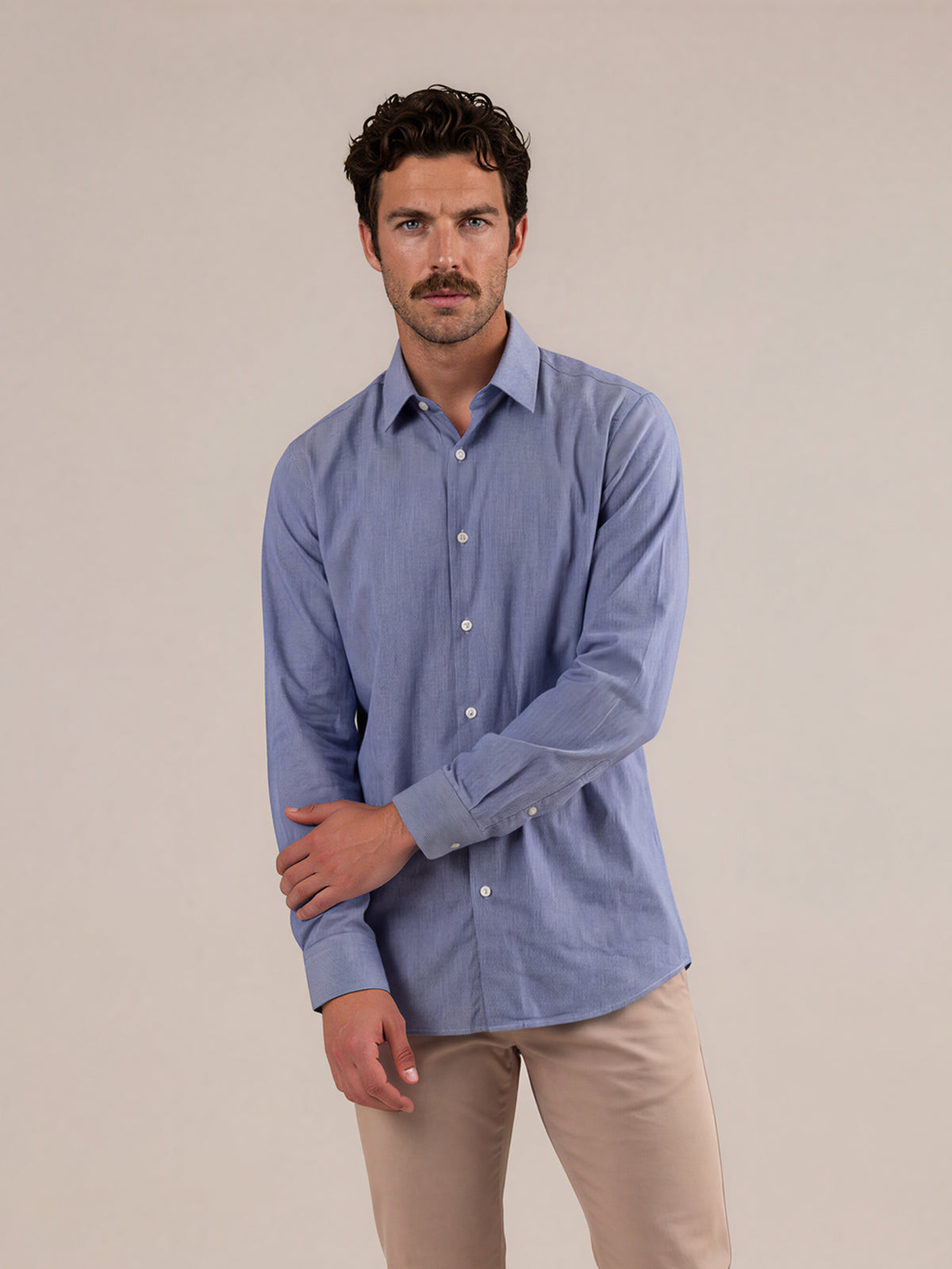 Camisa slim fit mil rayas azul oscuro