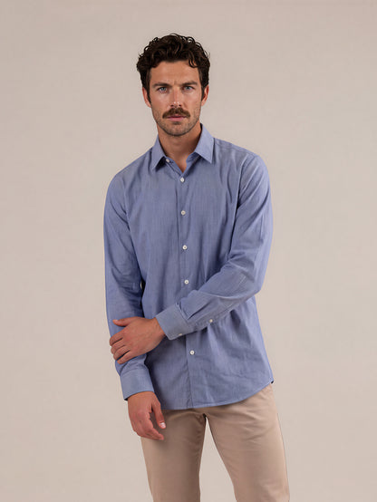 Camisa slim fit mil rayas azul oscuro