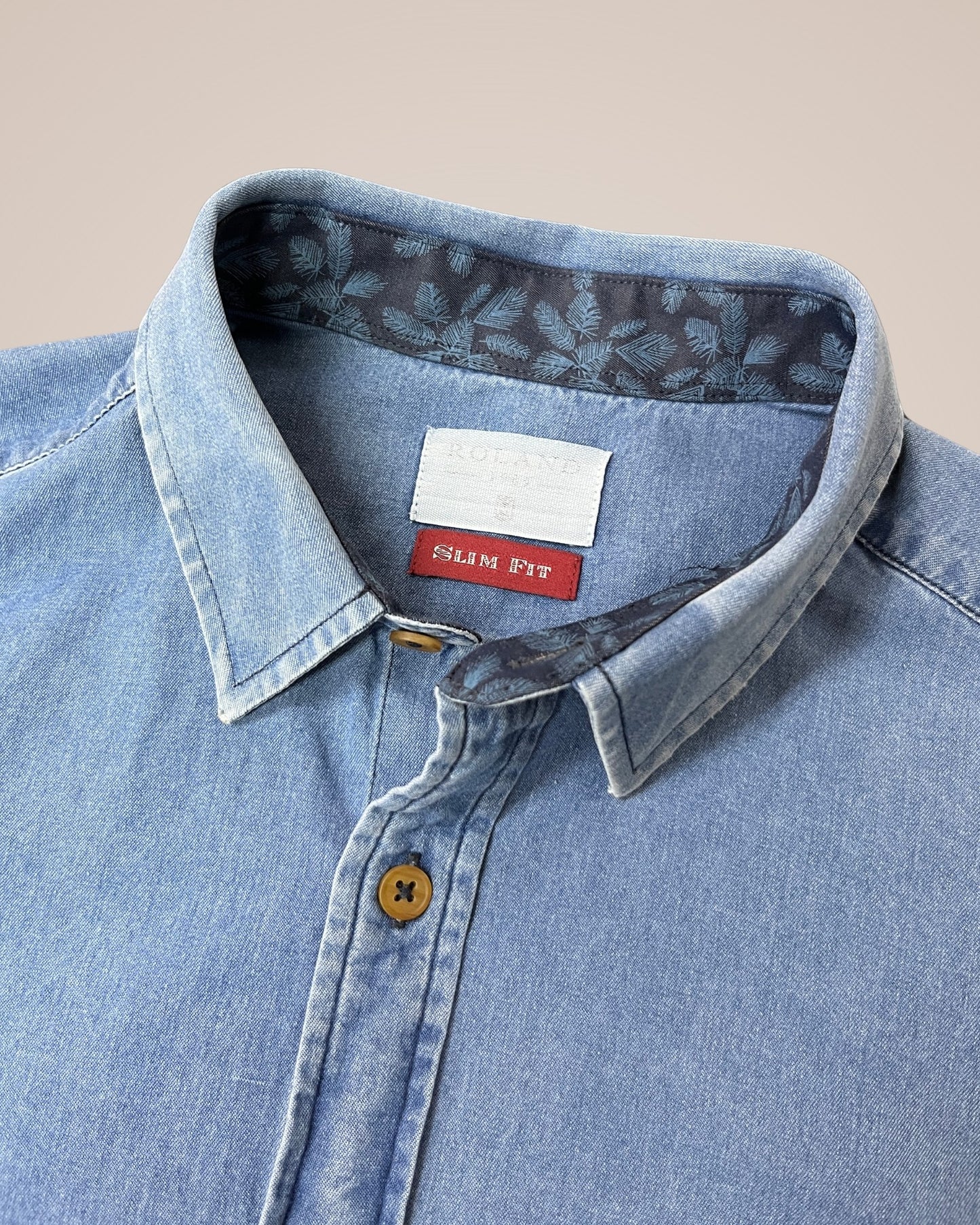 Camisa a rayas slim fit índigo