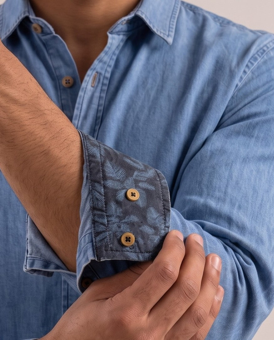 Camisa a rayas slim fit índigo