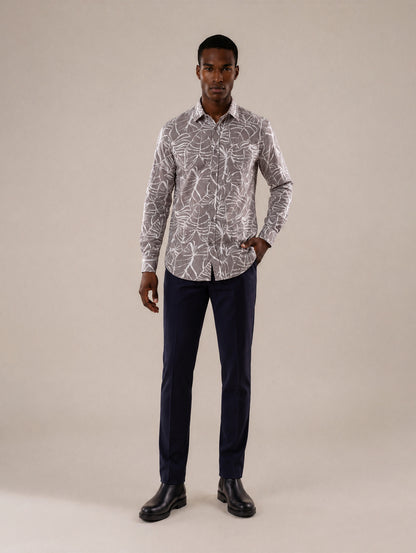 Camisa manga larga regular fit gris medio