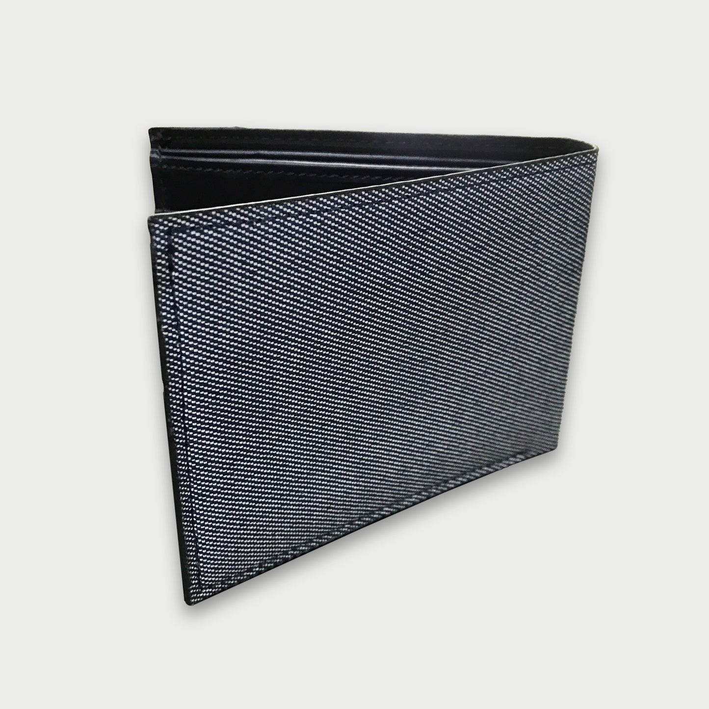 Billetera de cuero napa + lona color azul oscuro