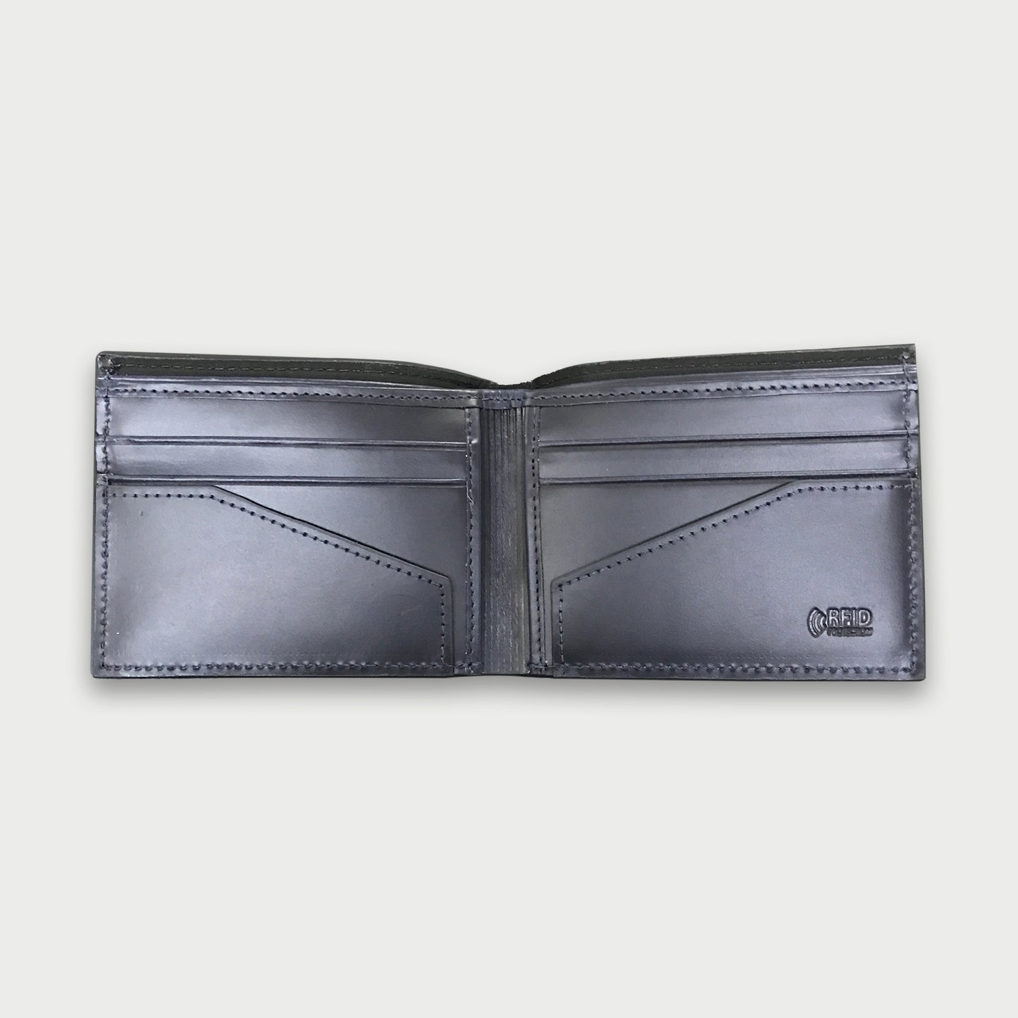 Billetera de cuero napa + lona color azul oscuro
