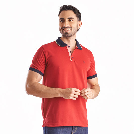Camiseta tipo polo regular fit color rojo