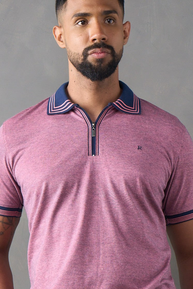 Camiseta tipo polo regular fit rosado claro