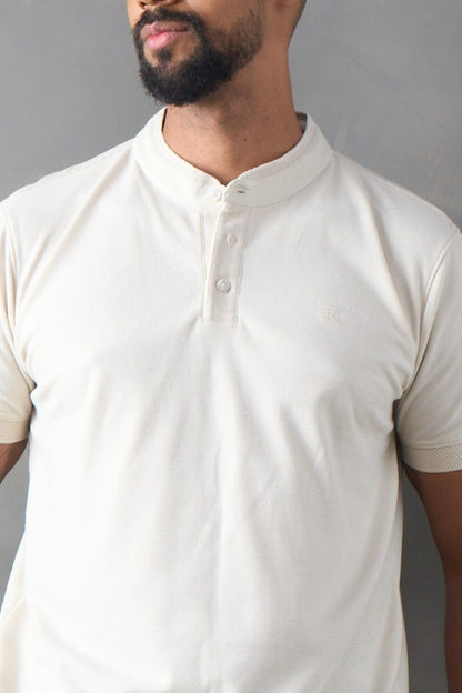 Camiseta tipo polo cuello nerú regular fit blanco
