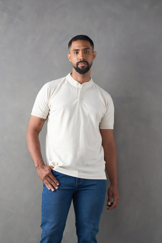 Camiseta tipo polo cuello nerú regular fit blanco
