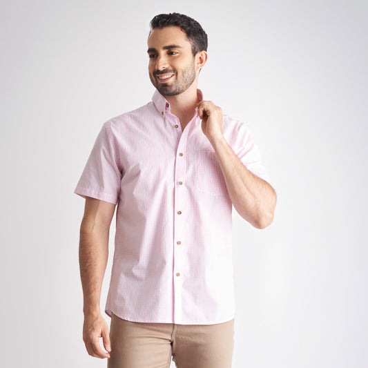 Camisa regular fit color rosado claro