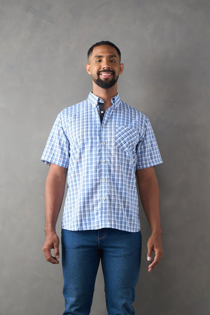 camisa a cuadros regular fit azul claro