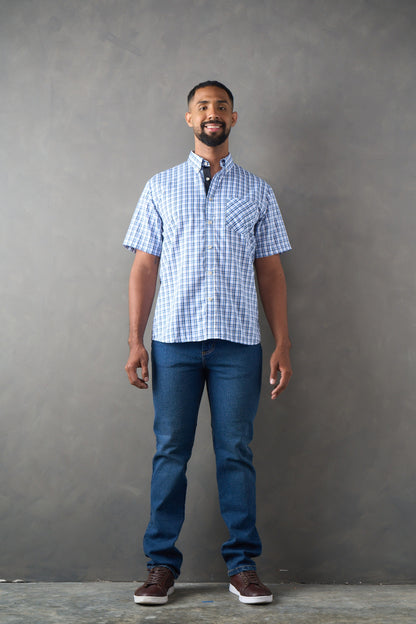 camisa a cuadros regular fit azul claro