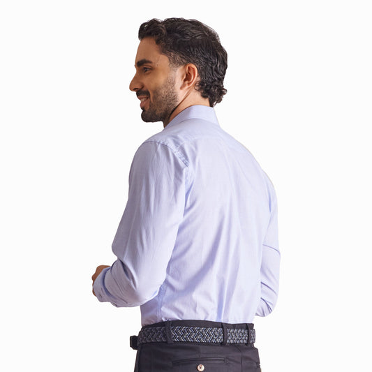 Camisa slim fit a cuadros color azul oscuro