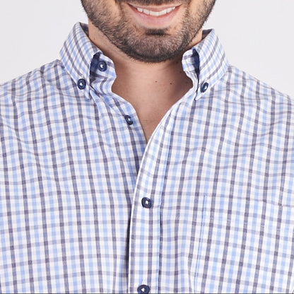 Camisa regular fit a cuadros color azul oscuro
