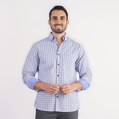 Camisa regular fit a cuadros color azul oscuro