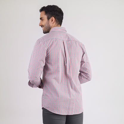 Camisa regular fit a cuadros color rojo