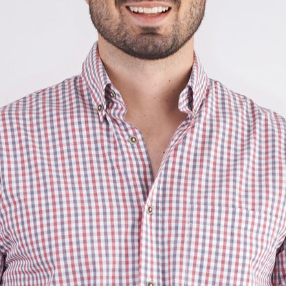 Camisa regular fit a cuadros color rojo