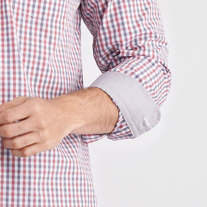 Camisa regular fit a cuadros color rojo