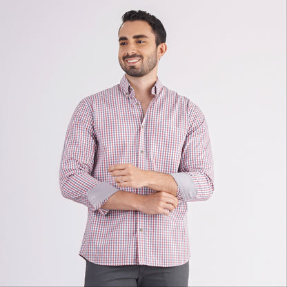 Camisa regular fit a cuadros color rojo